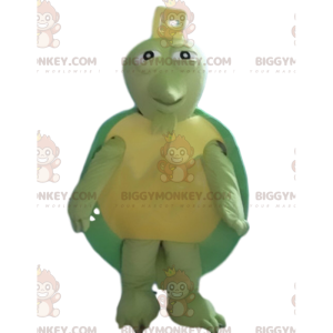 Grön och gul sköldpadda BIGGYMONKEY™ maskotdräkt, grön