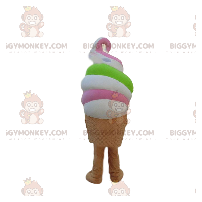Traje de mascote de sorvete italiano muito colorido