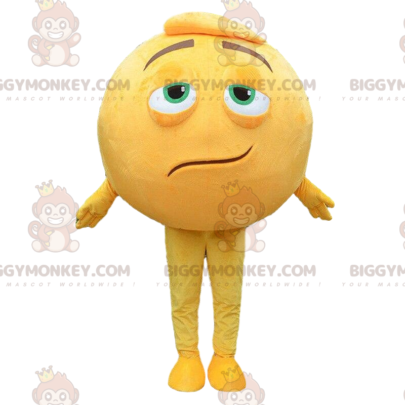 Kostým obřího žlutého smajlíka BIGGYMONKEY™ maskota, kulatý