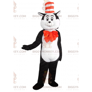 Traje de mascote BIGGYMONKEY™ de gato preto e branco com