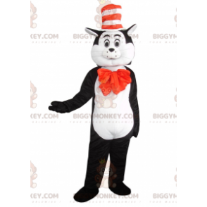 Traje de mascote BIGGYMONKEY™ de gato preto e branco com