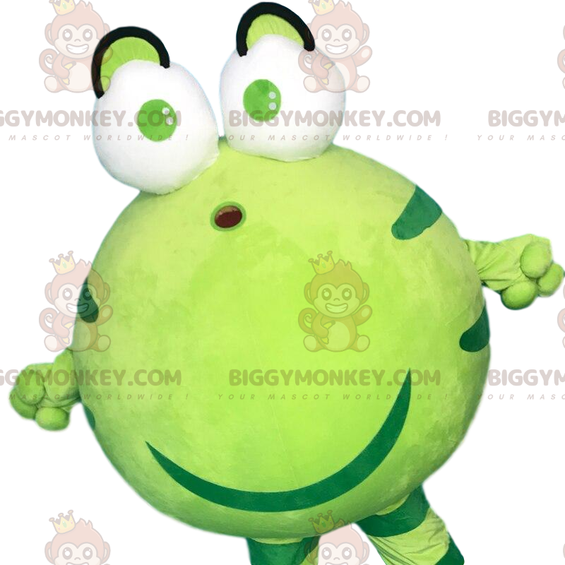 Traje de mascote BIGGYMONKEY™ roliço e sapo verde gigante