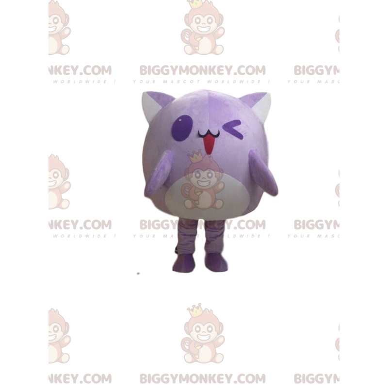 Traje de mascote de gato roxo BIGGYMONKEY™, fantasia de