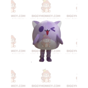 Traje de mascote de gato roxo BIGGYMONKEY™, fantasia de