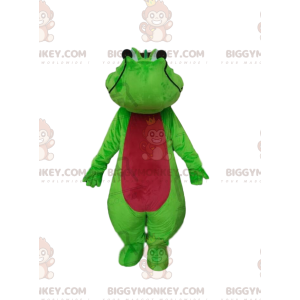 Grön och röd krokodil BIGGYMONKEY™ maskotdräkt, alligatordräkt