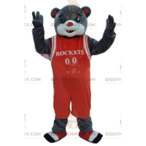 BIGGYMONKEY™ maskotti, harmaakarhu koripalloasussa