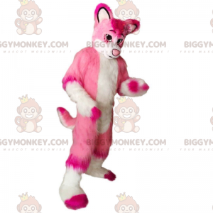 BIGGYMONKEY™ weißes und rosa Hundemaskottchenkostüm