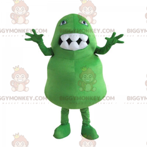 BIGGYMONKEY™ Maskottchenkostüm Grünes Monster mit großem Mund