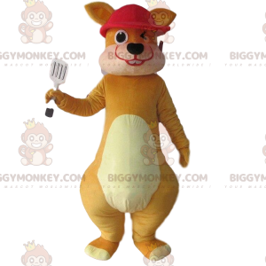 Costume mascotte canguro marrone BIGGYMONKEY™ con berretto