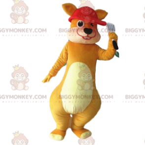 Traje de mascote de canguru marrom BIGGYMONKEY™ com boné