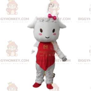 Traje de mascote BIGGYMONKEY™ Cordeiro, ovelhinha branca com