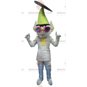 Costume mascotte BIGGYMONKEY™ Troll alieno grigio metallizzato