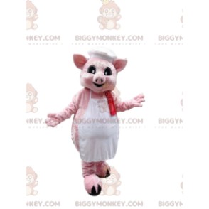 BIGGYMONKEY™ Rosa Schwein-Maskottchen-Kostüm mit Schürze und