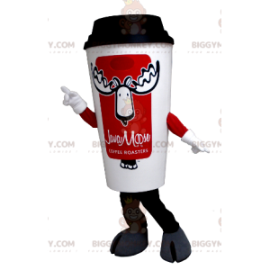 Costume da mascotte BIGGYMONKEY™ tazza da caffè bianco e rosso