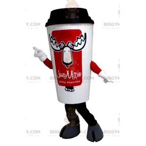 White and Red Coffee Cup BIGGYMONKEY™ Mascot Costume –