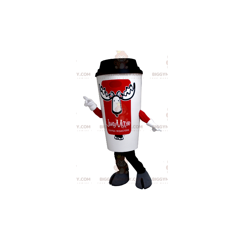 Costume da mascotte BIGGYMONKEY™ tazza da caffè bianco e rosso