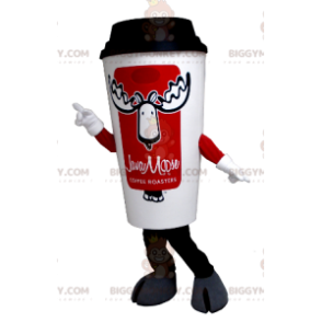 Costume da mascotte BIGGYMONKEY™ tazza da caffè bianco e rosso