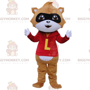 Disfraz de mascota mapache marrón y blanco BIGGYMONKEY™ con
