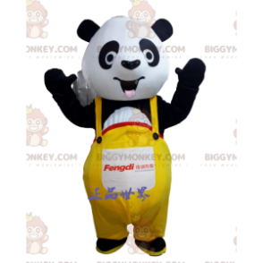 BIGGYMONKEY™ Mascot Costume Black and White Panda with Yellow