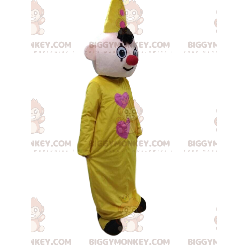 Traje de mascote de palhaço amarelo BIGGYMONKEY™, traje de