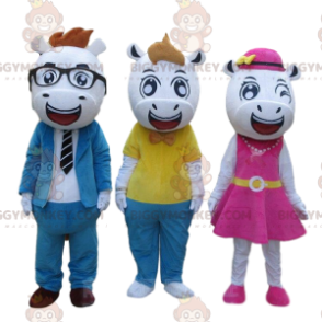 3 mascotes de vaca muito elegantes do BIGGYMONKEY™, 3 fantasias