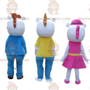 3 mascottes BIGGYMONKEY™ de vaches très élégantes, 3 costumes