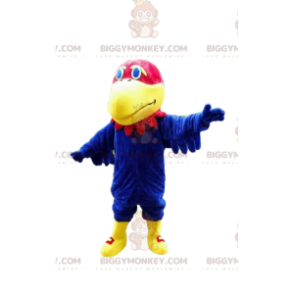 Traje de mascote BIGGYMONKEY™ papagaio azul e vermelho, traje