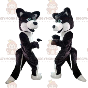 Costume de mascotte BIGGYMONKEY™ de chien noir et blanc