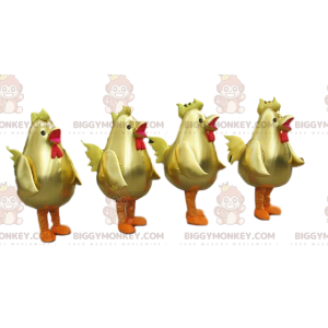 4 mascotes dourados do BIGGYMONKEY™, fantasias de grandes