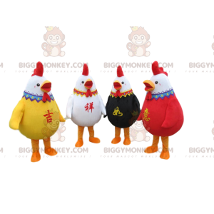 4 colorate mascotte del gallo di BIGGYMONKEY™, 4 colorati