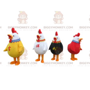 4 colorate mascotte del gallo di BIGGYMONKEY™, 4 colorati