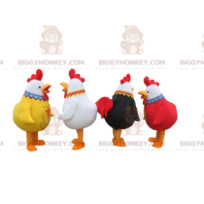 mascotes de galos coloridos do BIGGYMONKEY™, 4 fantasias de