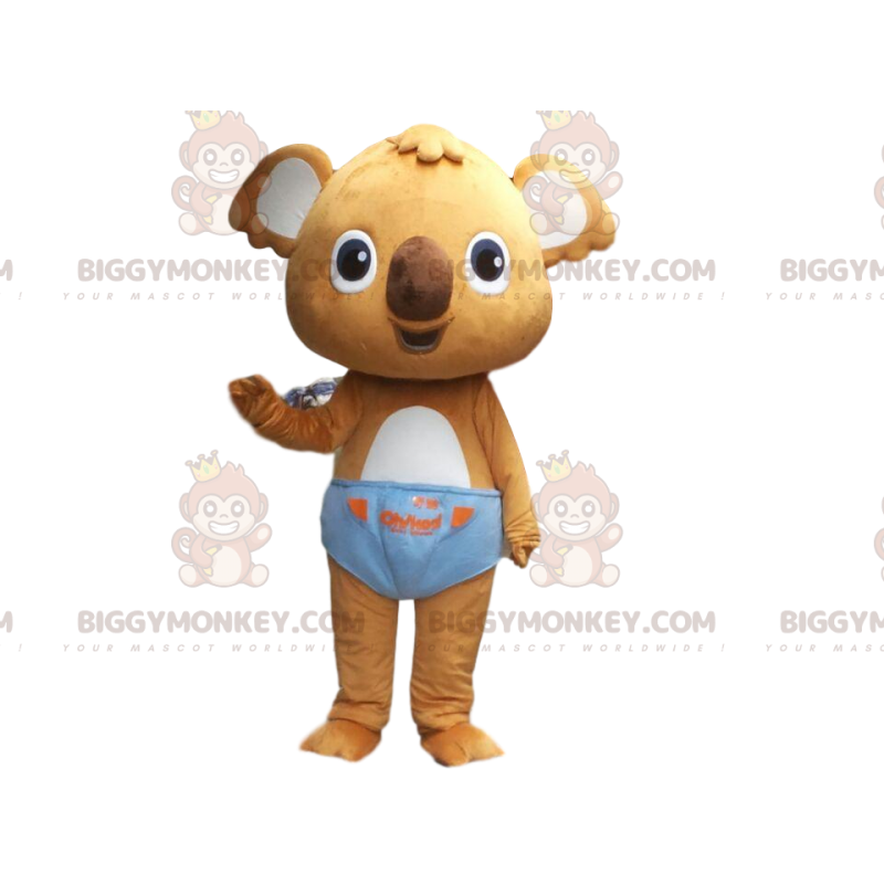 BIGGYMONKEY™ brun koala maskotdräkt med blå trosor, baby koala