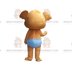 BIGGYMONKEY™ brown koala mascot costume with blue briefs, baby