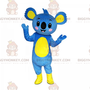 BIGGYMONKEY™ maskotdräkt blå och gul koala, jätte koala kostym