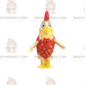 BIGGYMONKEY™ maskotkostume af kæmpe gul og rød hane med et