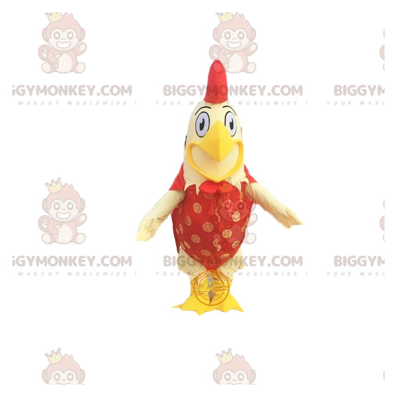 Disfraz de mascota BIGGYMONKEY™ de gallo gigante amarillo y
