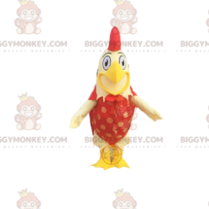 Traje de mascote BIGGYMONKEY™ de galo gigante amarelo e