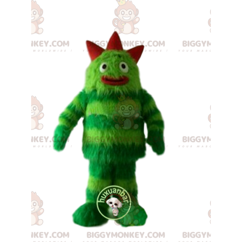 Zábavný, chlupatý, zelený kostým maskota BIGGYMONKEY™. zelený