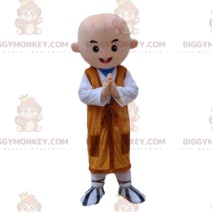 BIGGYMONKEY™ buddhistisk munkmaskotdräkt med orange tunika -