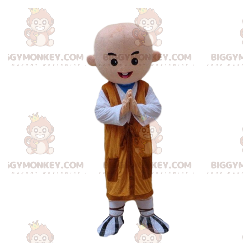 BIGGYMONKEY™ Buddhist Monk Mascot Costume with Orange Tunic –
