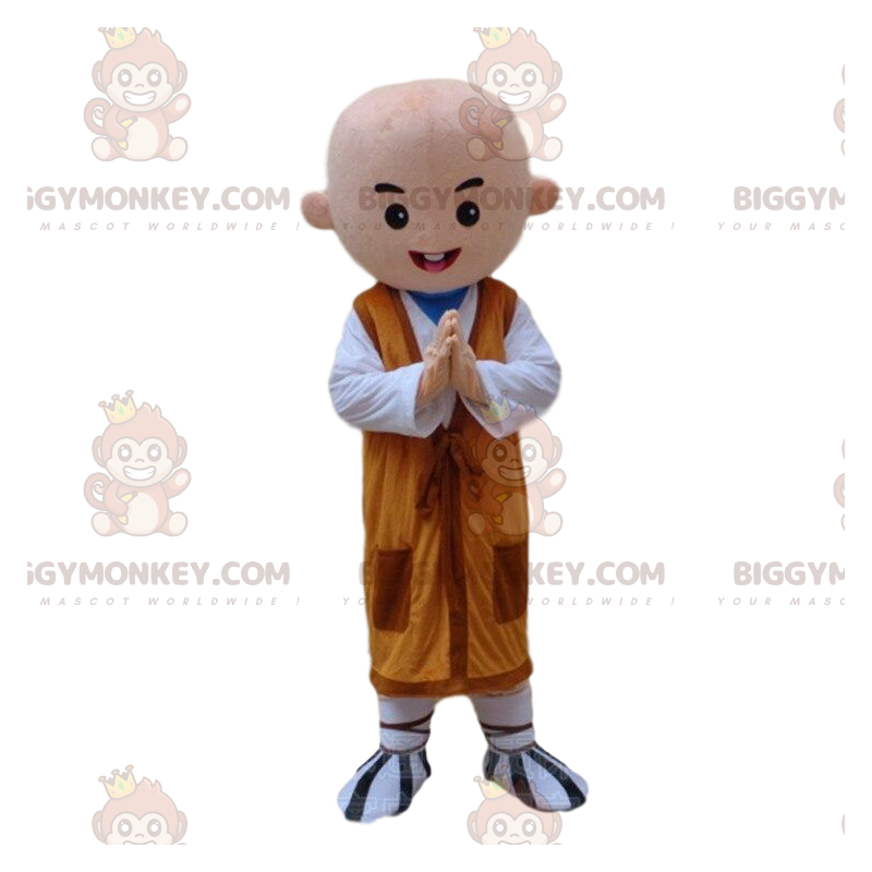 BIGGYMONKEY™ buddhistisk munkemaskotkostume med orange tunika -