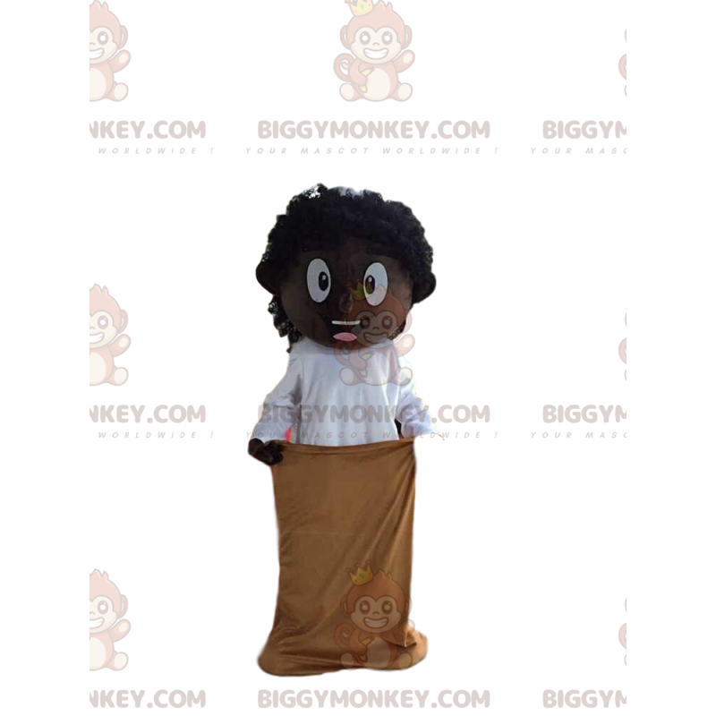 Costume da mascotte ragazzo africano BIGGYMONKEY™, costume da