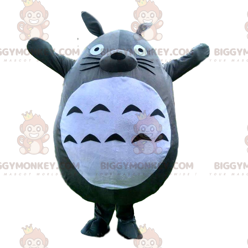 BIGGYMONKEY™ mascottekostuum van Totoro, grijs en wit konijn