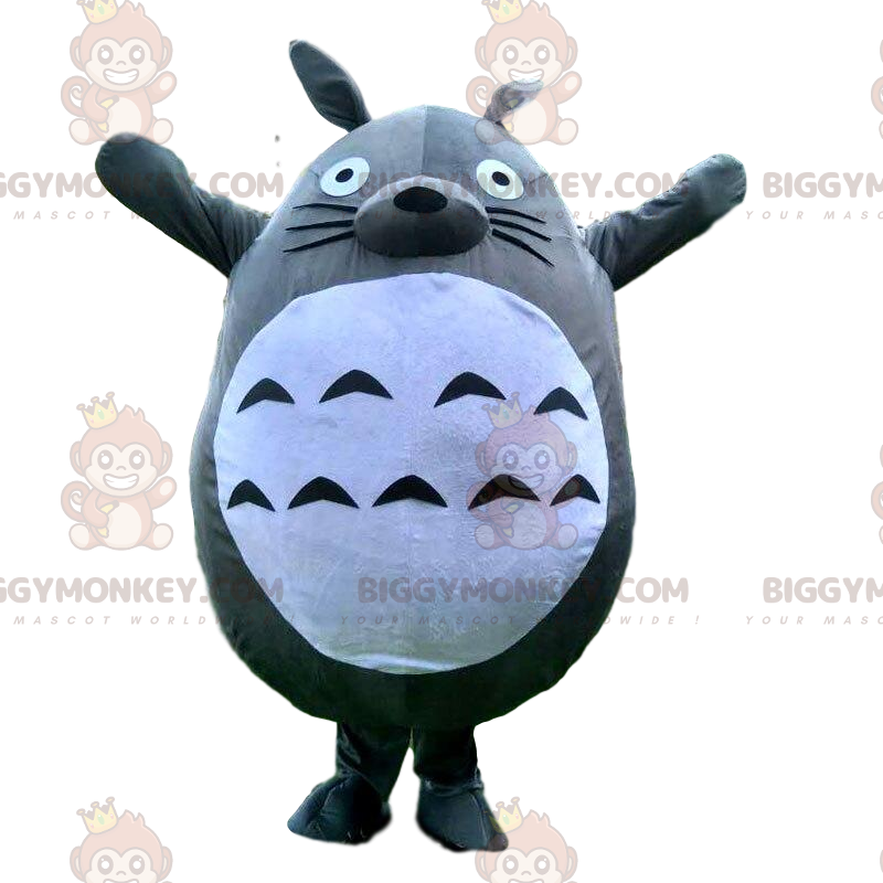 Traje de mascote BIGGYMONKEY™ de Totoro, coelho cinza e branco