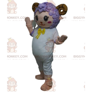 BIGGYMONKEY™ Costume da mascotte Pecora bianca, capra con corna