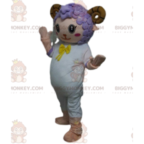 BIGGYMONKEY™ Costume da mascotte Pecora bianca, capra con corna