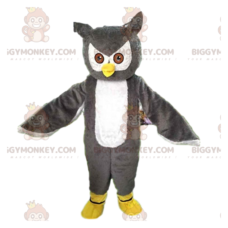 Giant and Impressive Gray and White Owl BIGGYMONKEY™ Mascot