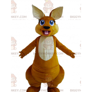 Fantasia de mascote BIGGYMONKEY™ de canguru marrom com lindos