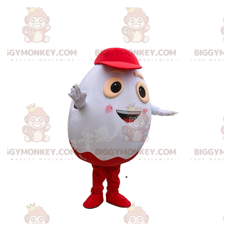 BIGGYMONKEY™ mascottekostuum van Kinder ei, beroemd wit en rood